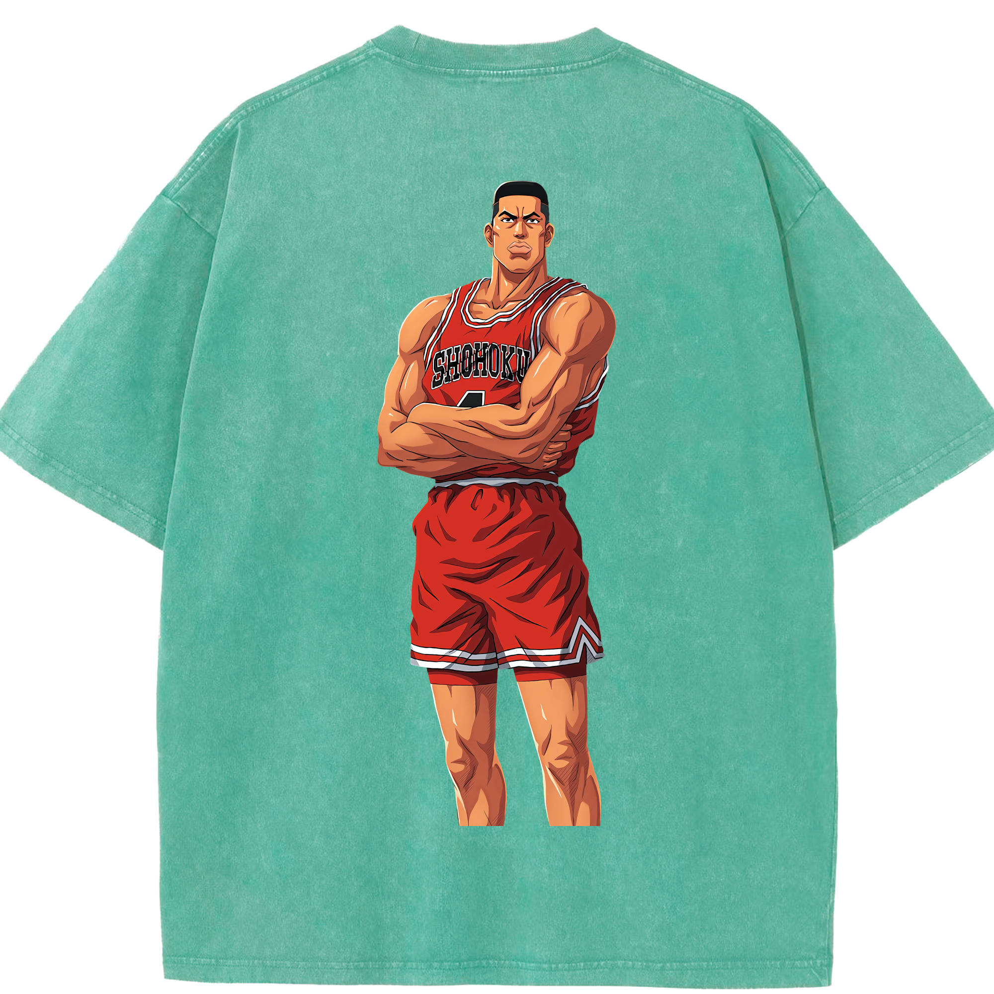SLAM DUNK／スラムダンク 綿100% ヴィンテージ風 半袖Tシャツ（背面プリント）
